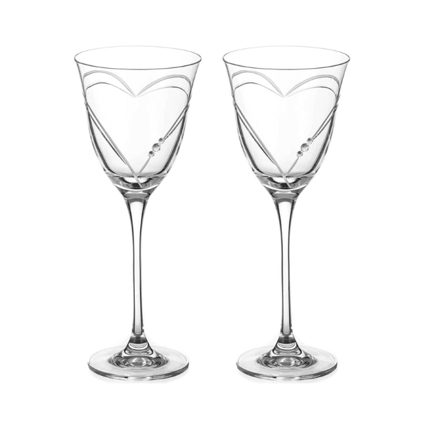 Beloved Hearts Crystal Red Wine Glasses - 310ml - Set of 2