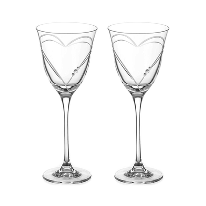 Beloved Hearts Crystal Red Wine Glasses - 310ml - Set of 2