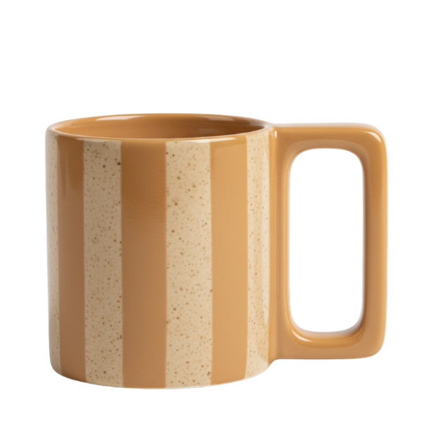 BosilunLife Quiet North Mug - Honey Caramel Gloss & Speckle Stripes - 480ml