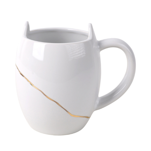 BosilunLife White Ceramic Cat Mug - 540ml