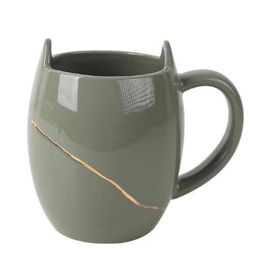 BosilunLife Green Ceramic Cat Mug - 540ml