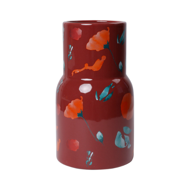 BosilunLife Botanical Flower Vase - Red - 20cm