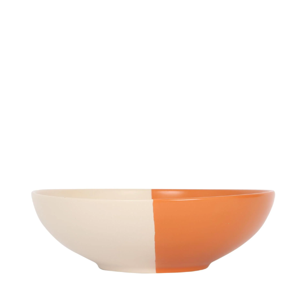 Burnt Orange Dipped Stoneware Pasta Bowl - 20.5cm 