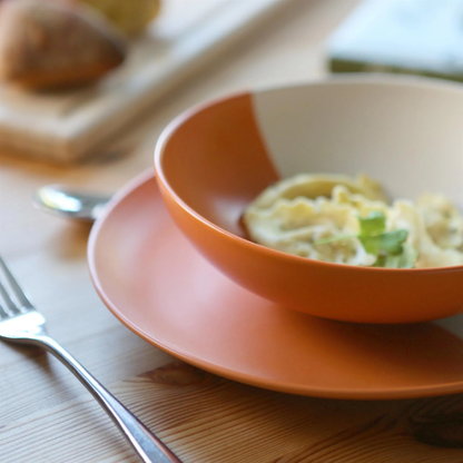 Burnt Orange Dipped Stoneware Pasta Bowl - 20.5cm 