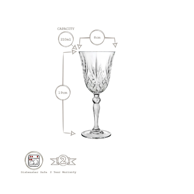 Melodia White Wine Glasses - Set of 6 - 210ml