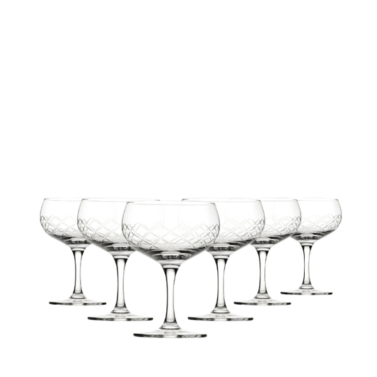 Raffles Diamond Coupe Glasses - 160ml - Set of 6