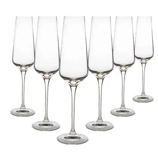 Krosno Avant-Garde Champagne Flutes - 180ml - Set of 6 by Glassware UK