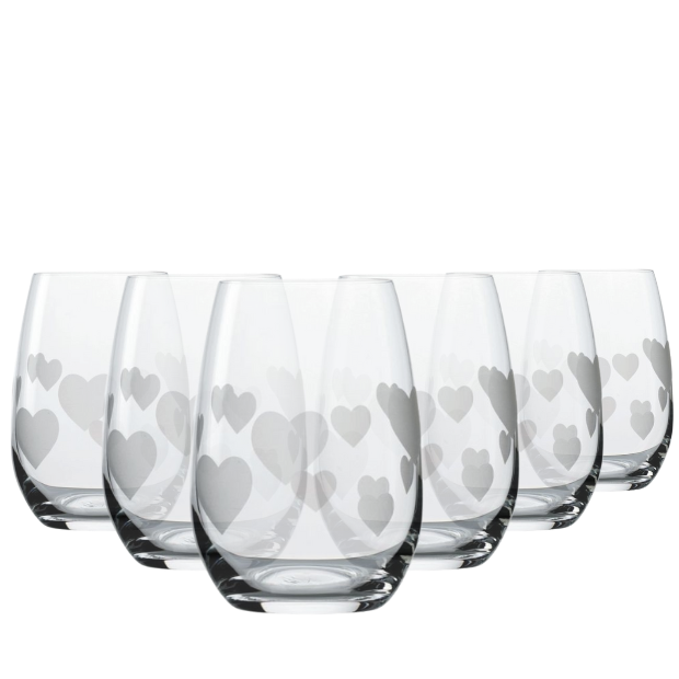 L'Amour Frosted Heart Whisky Tumbler Set - 335ml - Set of 6