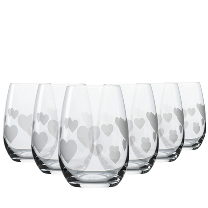 L'Amour Frosted Heart Whisky Tumbler Set - 335ml - Set of 6