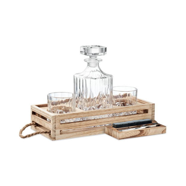 Luxury Whiskey Set in Wooden Crate Tray