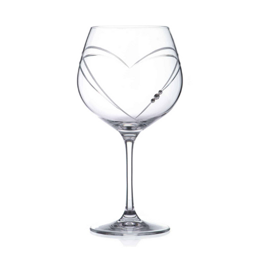 Diamante "Just For You" Gin Glass with Heart-Shaped Cutting - 610ml