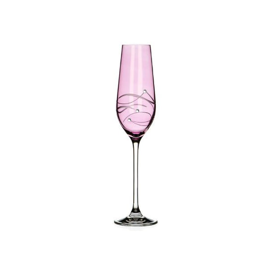 Diamante Pink Champagne Flute with Spiral Design Cutting