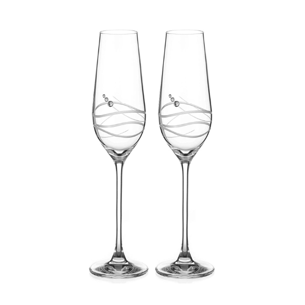 Diamante Champagne Flute Pair with Modena Spiral Cutting in an attractive Gift Box