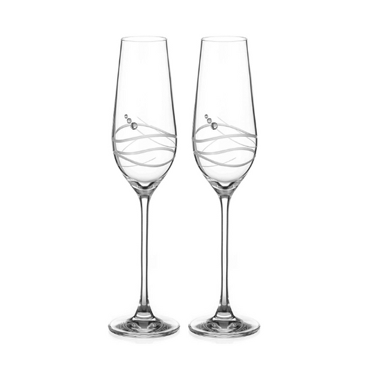 Diamante Champagne Flute Pair with Modena Spiral Cutting in an attractive Gift Box