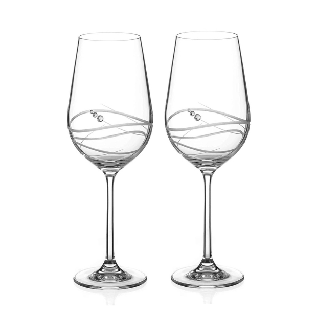 Diamante Wine Glass Pair with Modena Spiral Cutting in an attractive Gift Box