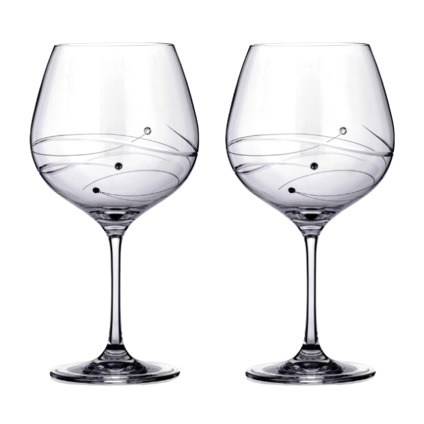 Diamante Gin Glasses with Spiral Design Cutting in an attractive Gift Box