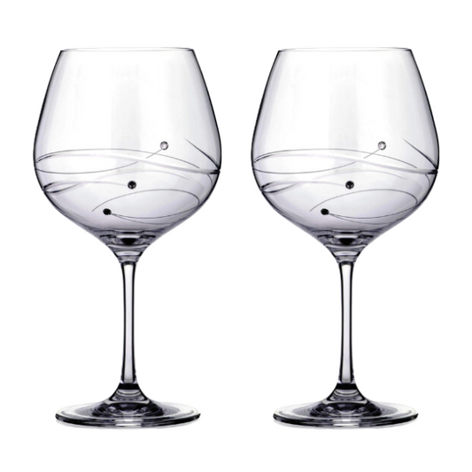 Diamante Gin Glasses with Spiral Design Cutting in an attractive Gift Box