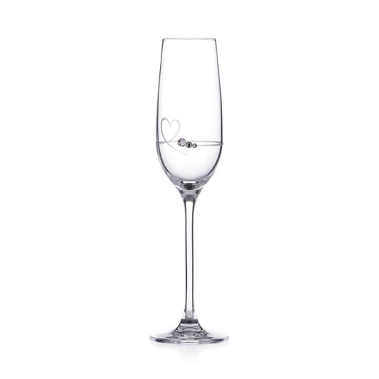 Diamante Petit Champagne Flute with Heart Design in an attractive Gift Box