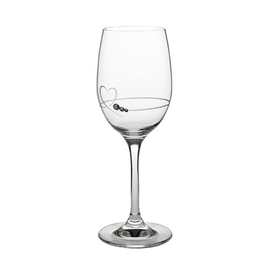 Diamante Petit Wine Glass with Heart Design in an attractive Gift Box