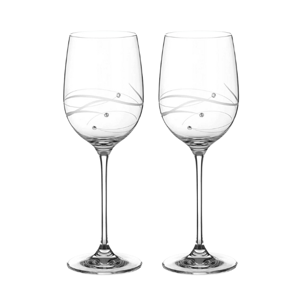 Diamante Wine Glasses with Spiral Design Cutting in an attractive Gift Box