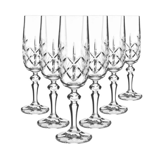 Flamenco Crystalite Full Cut Champagne Flute - 180ml - Set of 6