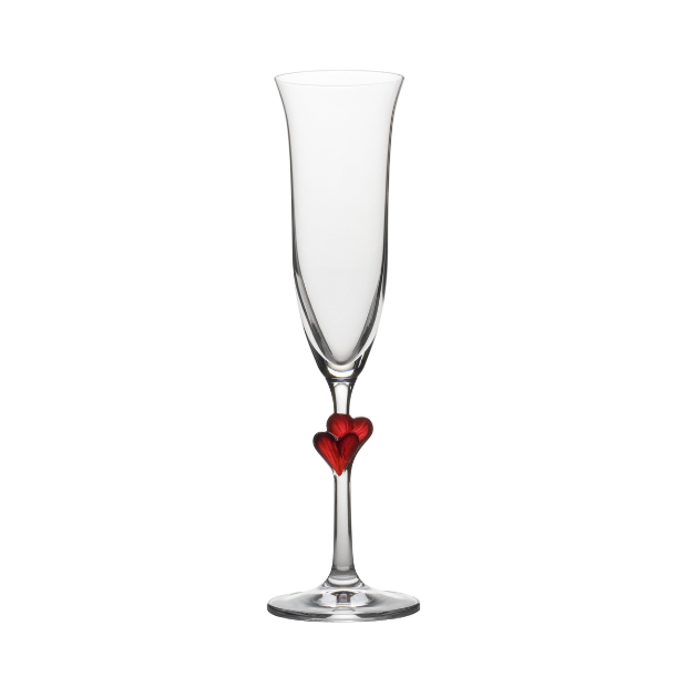 L'Amour A Pair of Red Heart Champagne Flutes in an Attractive Gift Box