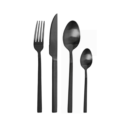 Pintinox Duke Satin Black Cutlery Set - 24 Piece