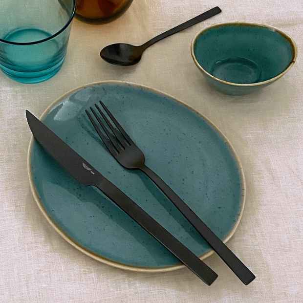 Pintinox Duke Satin Black Cutlery Set - 24 Piece