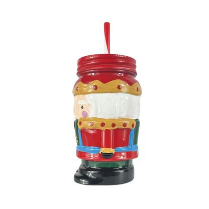 Nutcracker Mason Jar With Straw