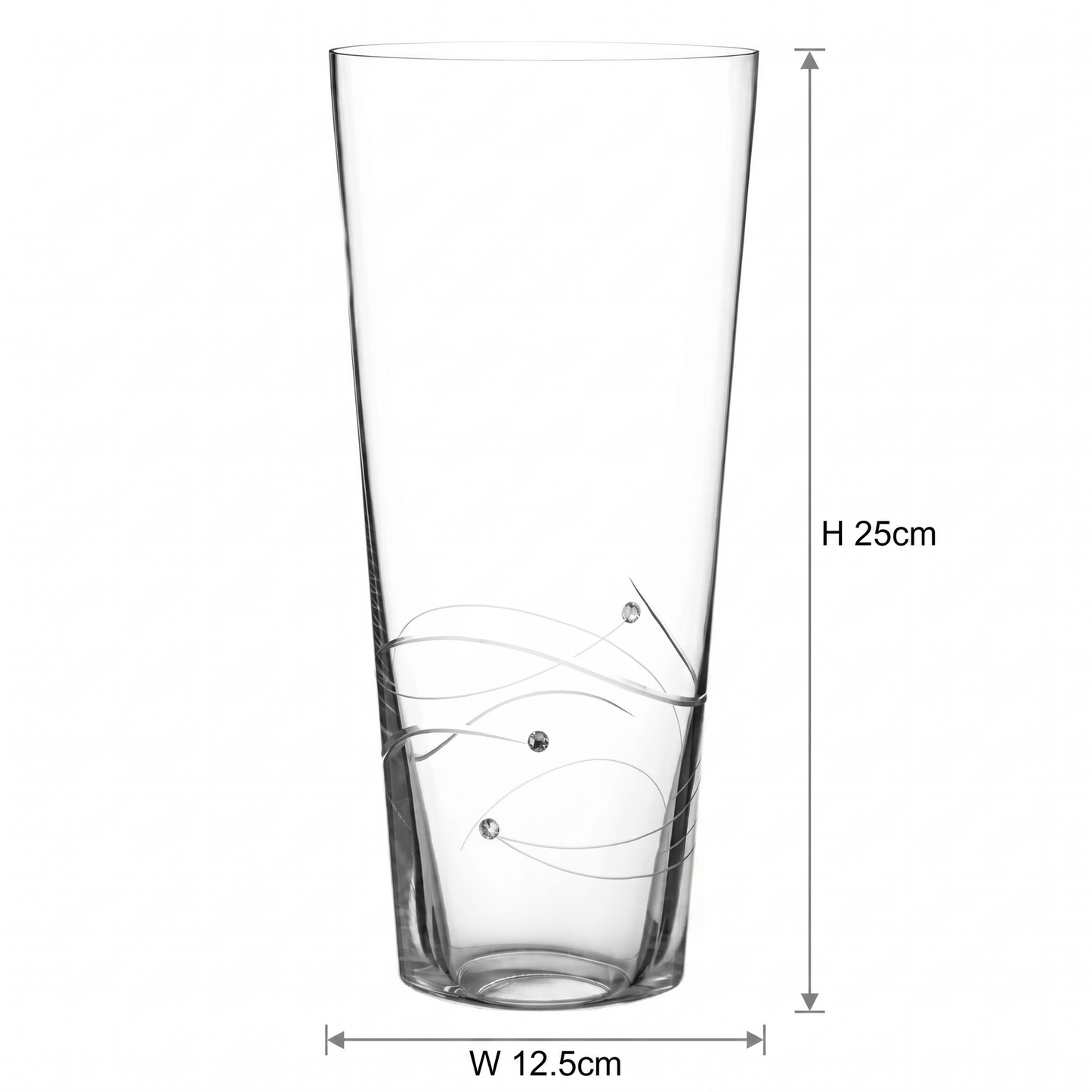 Diamante Conical Vase with Spiral Design Cutting - 25cm
