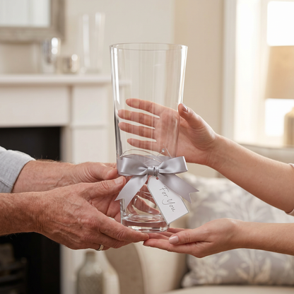 Diamante Conical Vase with Spiral Design Cutting - 30cm