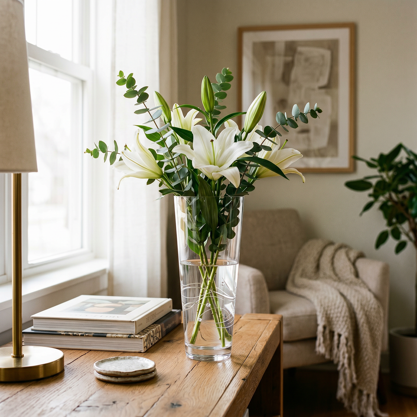 Diamante Conical Vase with Spiral Design Cutting - 30cm