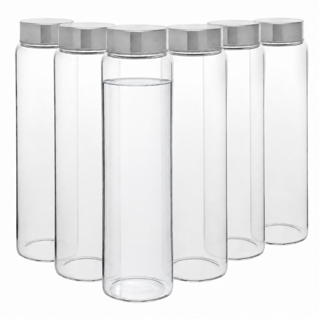 Atlantis Screw Top Glass Bottles - 1Ltr - Set of 6 by Utopia