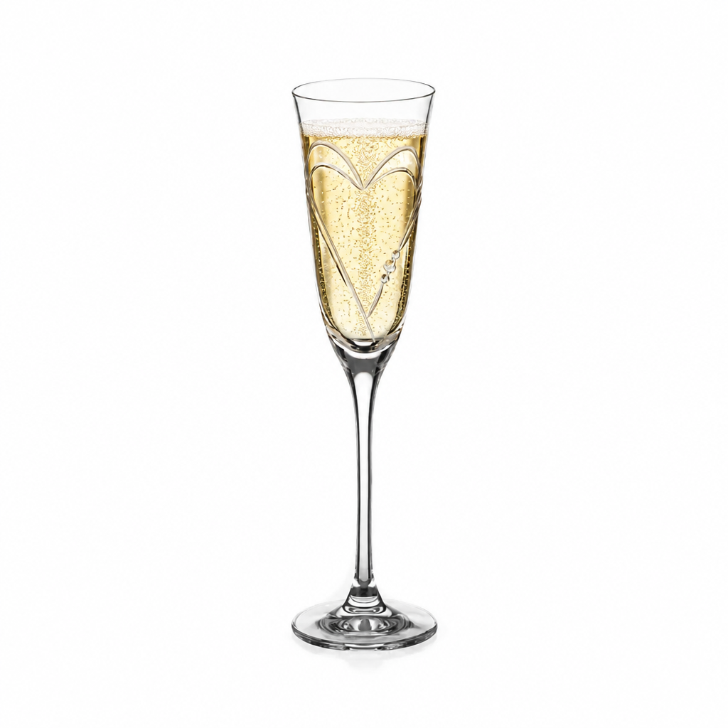 Beloved Hearts Crystal Champagne Flutes - 160ml - Set of 2 by Diamante