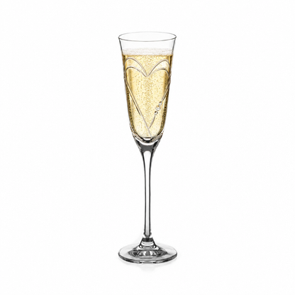Beloved Hearts Crystal Champagne Flutes - 160ml - Set of 2 by Diamante