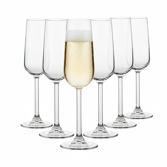 Allegra Champagne Flutes - 200ml - Set of 6 by Pasabahce