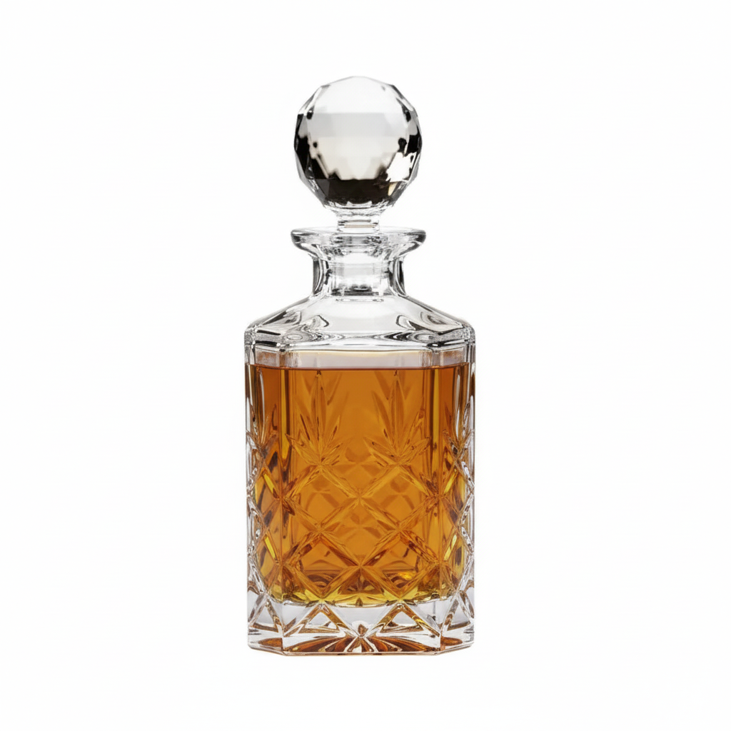 Crystal Full Cut Square Spirit Decanter - 0.8ltr by Bohemia Crystal
